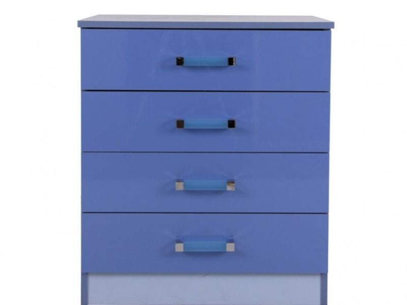 GFW Ottawa 2 Tones Gloss Blue 4 Drawer Chest of Drawers