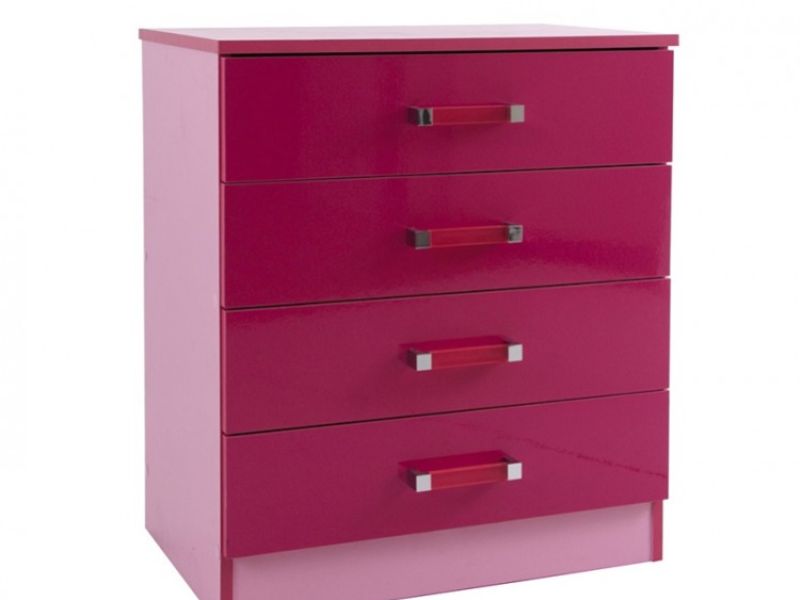 GFW Ottawa 2 Tones Gloss Pink 4 Drawer Chest of Drawers