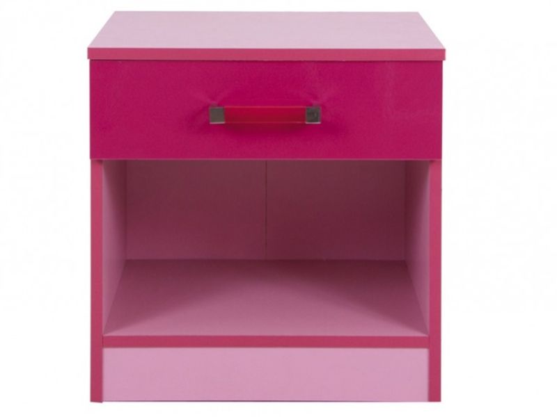 GFW Ottawa 2 Tones Gloss Pink 1 Drawer Bedside Cabinet