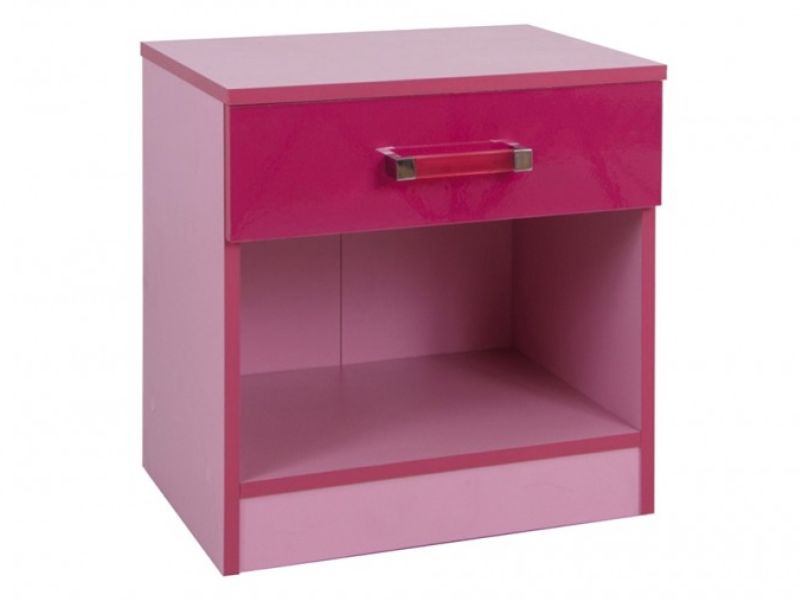 GFW Ottawa 2 Tones Gloss Pink 1 Drawer Bedside Cabinet