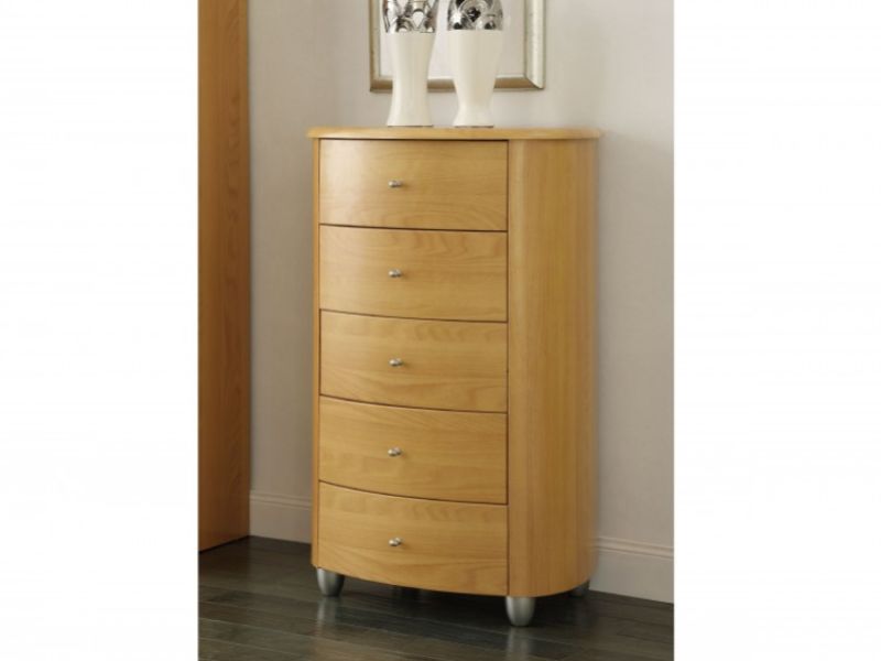 Birlea Aztec Beech 5 Drawer Narrow Chest