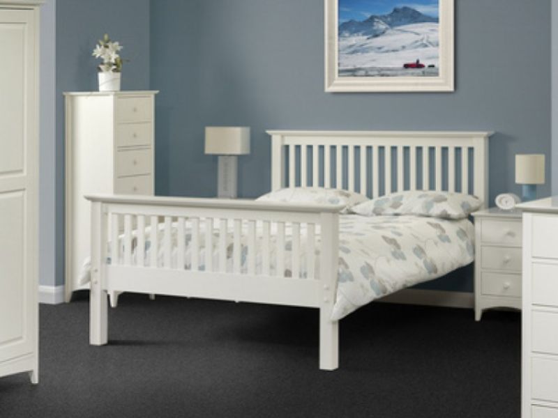 4ft6 Double Wooden Bed By Julian Bowen, White Solid Wood Double Bed Frame