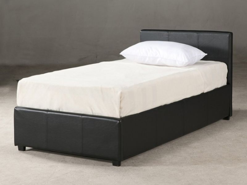 GFW End Lift Ottoman 3ft Single Black Faux Leather Bed Frame