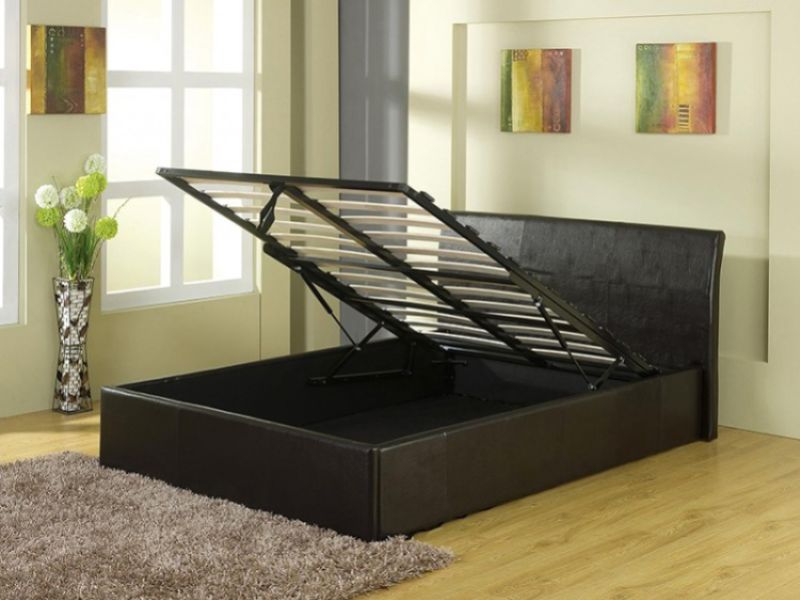 GFW Denver 3ft Single Black Faux Leather Ottoman Lift Bed Frame