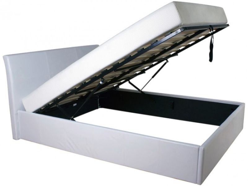 GFW Denver 3ft Single White Faux Leather Ottoman Lift Bed Frame