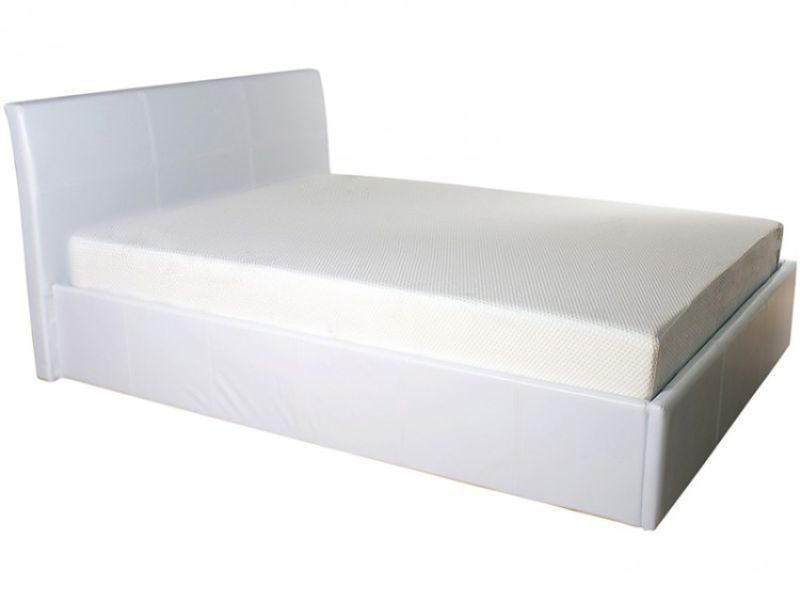 GFW Denver 5ft Kingsize White Faux Leather Ottoman Lift Bed Frame