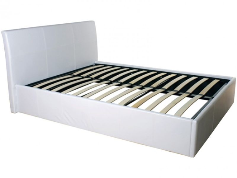 GFW Denver 5ft Kingsize White Faux Leather Ottoman Lift Bed Frame