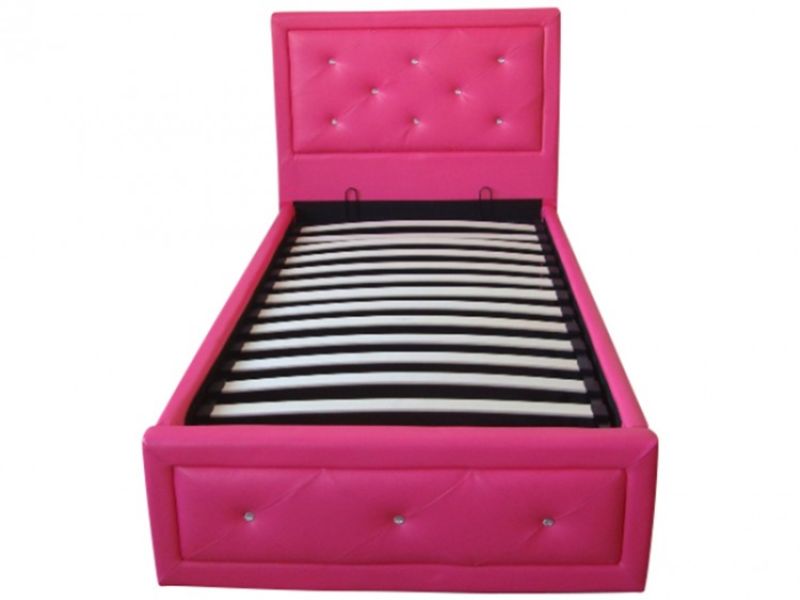 GFW Hollywood 3ft Single Hot Pink Faux Leather Ottoman Lift Bed Frame
