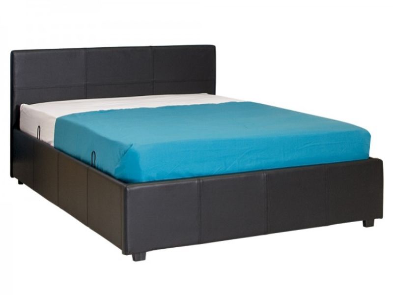 GFW Side Lift Ottoman 4ft6 Double Black Faux Leather Bed Frame