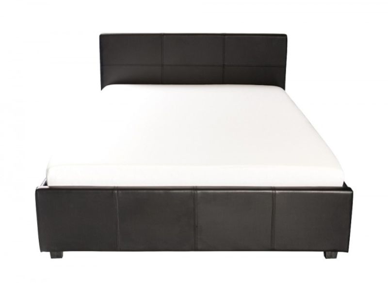 GFW Side Lift Ottoman 3ft Single Black Faux Leather Bed Frame