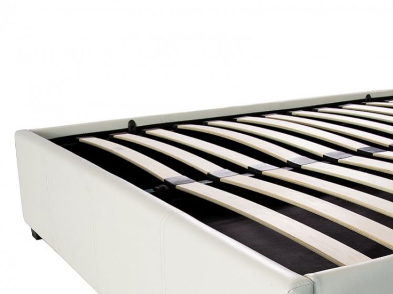 GFW Michigan Crystal 5ft Kingsize White Faux Leather Ottoman Lift Bed Frame