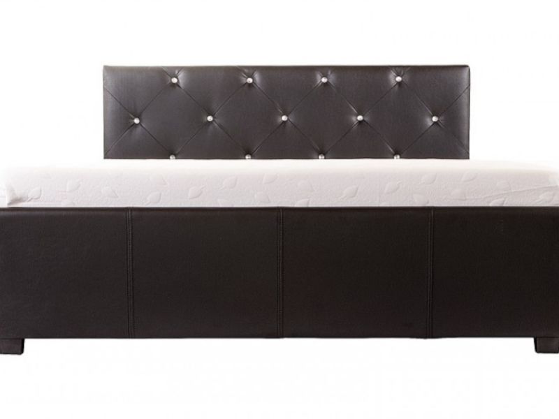 GFW Michigan Crystal 4ft6 Double Black Faux Leather Ottoman Lift Bed Frame