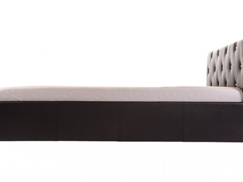 GFW Michigan Crystal 4ft6 Double Black Faux Leather Ottoman Lift Bed Frame