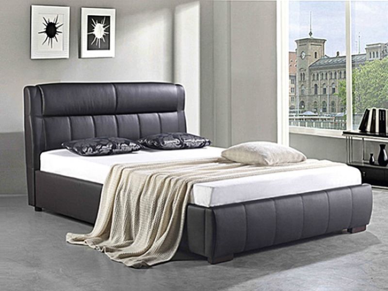 GFW Idaho 5ft Kingsize Chestnut Faux Leather Bed Frame