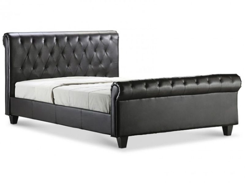 GFW Georgia 4ft6 Double Black Faux Leather Bed Frame