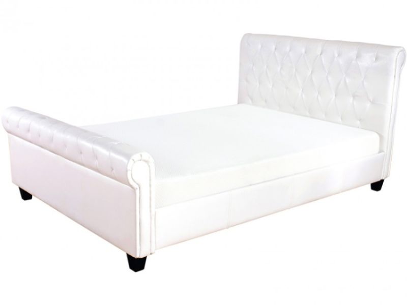 GFW Georgia 5ft Kingsize White Faux Leather Bed Frame