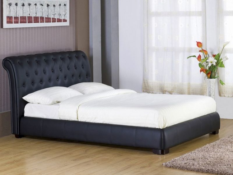GFW Atlanta 4ft6 Double Black Faux Leather Bed Frame
