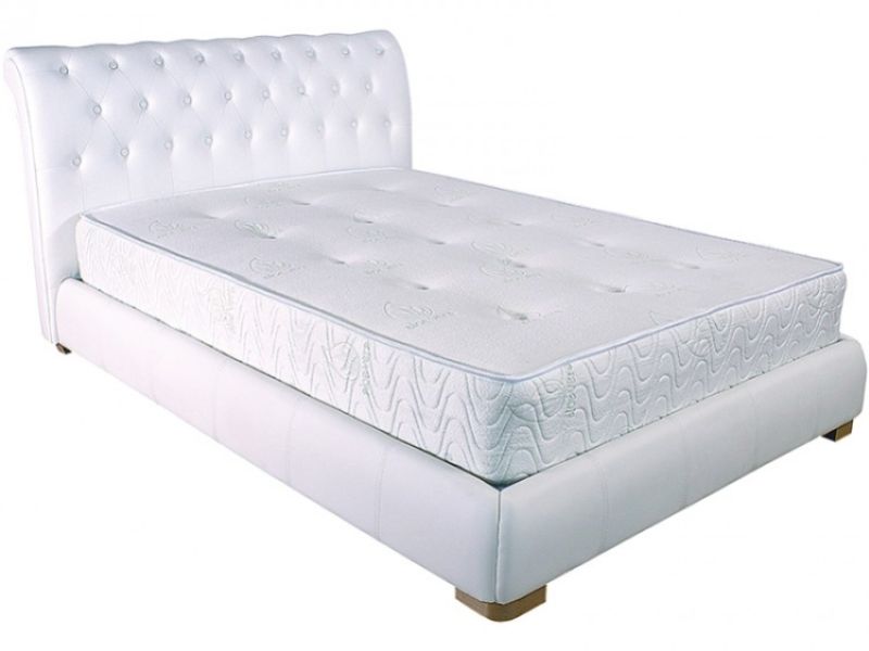 GFW Atlanta 4ft6 Double White Faux Leather Bed Frame