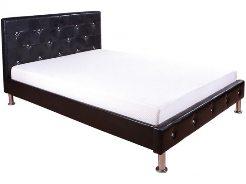 GFW Diamante 5ft Kingsize Black Faux Leather Bed Frame