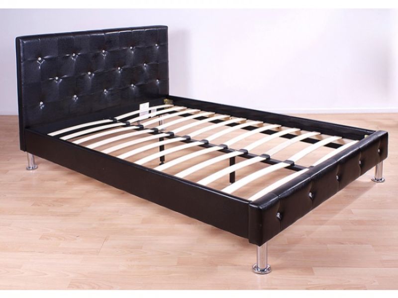 GFW Diamante 5ft Kingsize Black Faux Leather Bed Frame