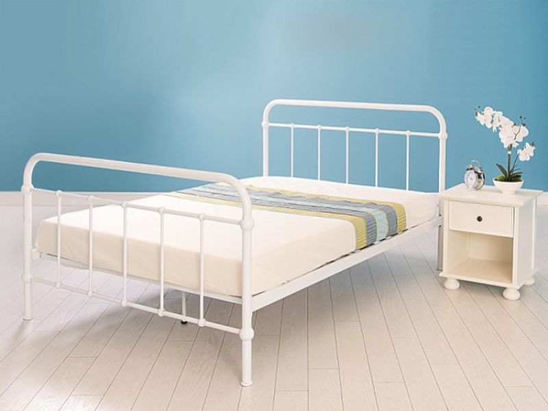 GFW Phoenix 3ft Single Gloss White Metal Bed Frame