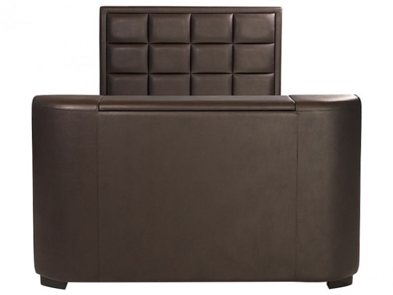 GFW Lincoln 5ft Kingsize Brown Faux Leather TV Bed Frame