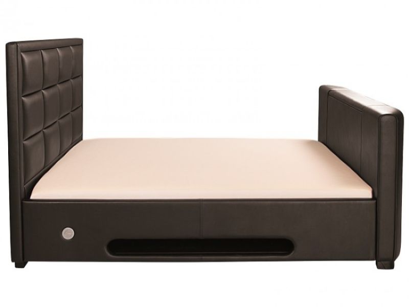 GFW Lincoln 5ft Kingsize Black Faux Leather TV Bed Frame