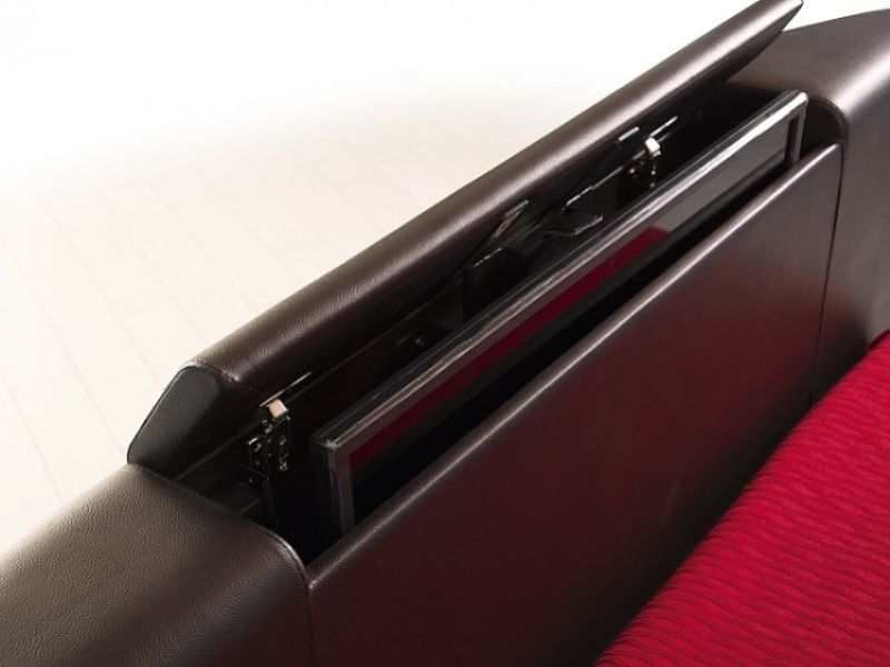 GFW Lincoln 5ft Kingsize Black Faux Leather TV Bed Frame