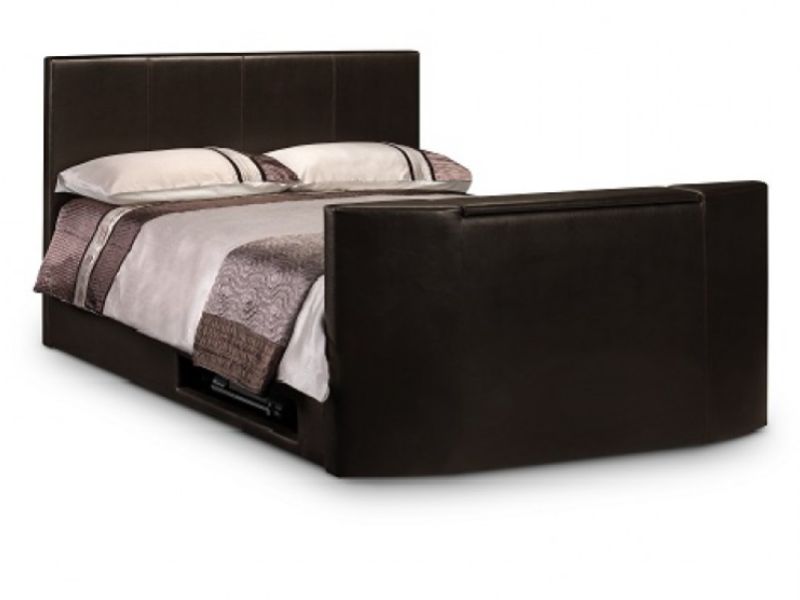 Julian Bowen Optika 4ft6 Double Brown Faux Leather TV Bed Frame