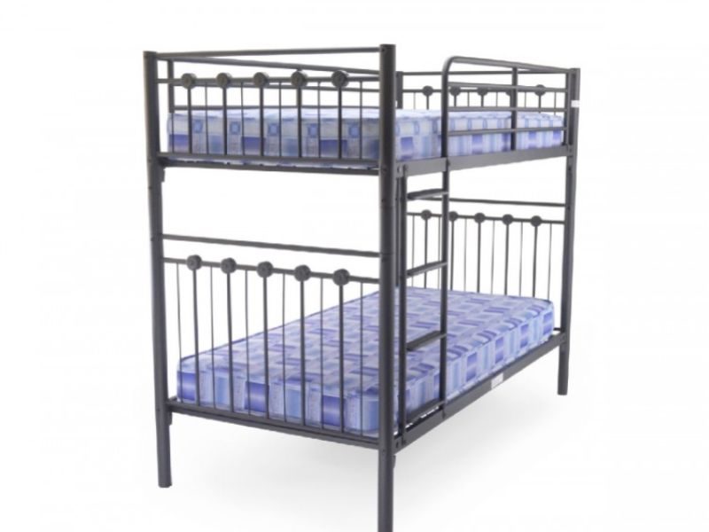 Metal Beds Cambridge 3ft (90cm) Single Black Metal Bunk Bed