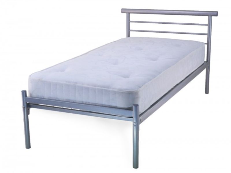 Small Double Silver Metal Bed Frame By, Blue Metal Double Bed Frame