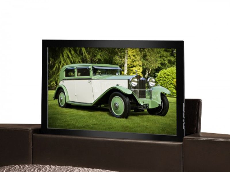 Julian Bowen Optika 5ft Kingsize Brown Faux Leather TV Bed Frame (with TV)
