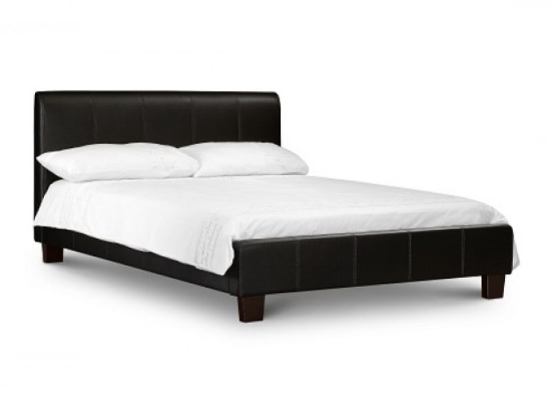 Black Faux Leather Bed Frame, Leather Bed Frame Double
