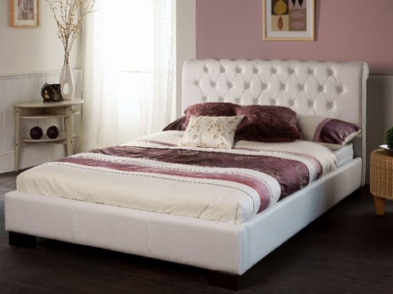 Limelight Aries 4ft6 Double White Faux Leather Bed Frame