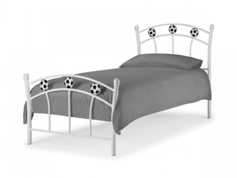 Julian Bowen Soccer 3ft Single White Metal Bed Frame