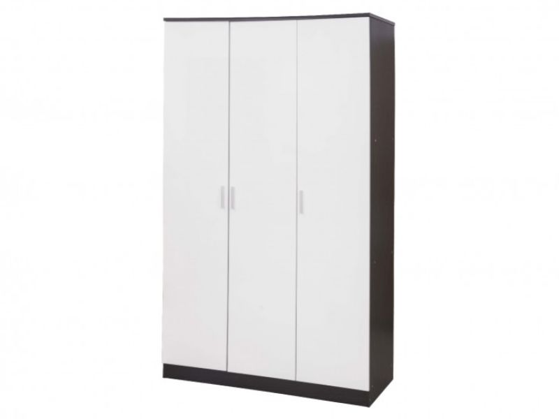 GFW Ottawa 3 Door Wardrobe in Black Oak and White Gloss