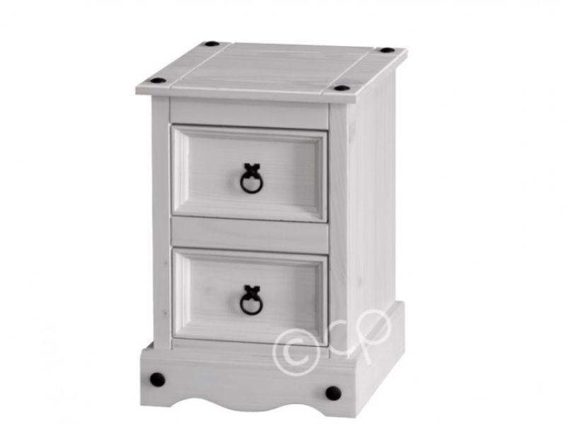 Core Corona Whitewash Pine 2 Drawer Bedside