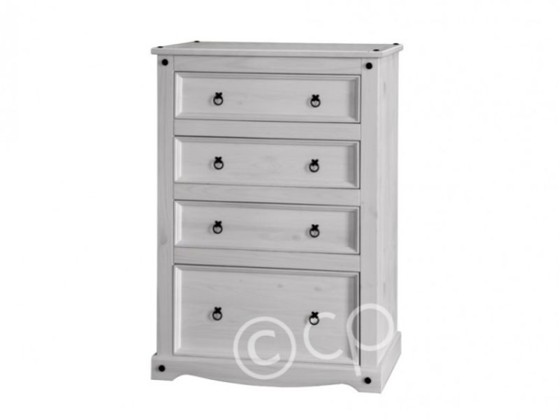 Core Corona Whitewashed Pine 4 Drawer Chest