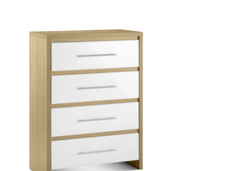 Julian Bowen Stockholm Oak and White 4 Drawer Wooden Chest