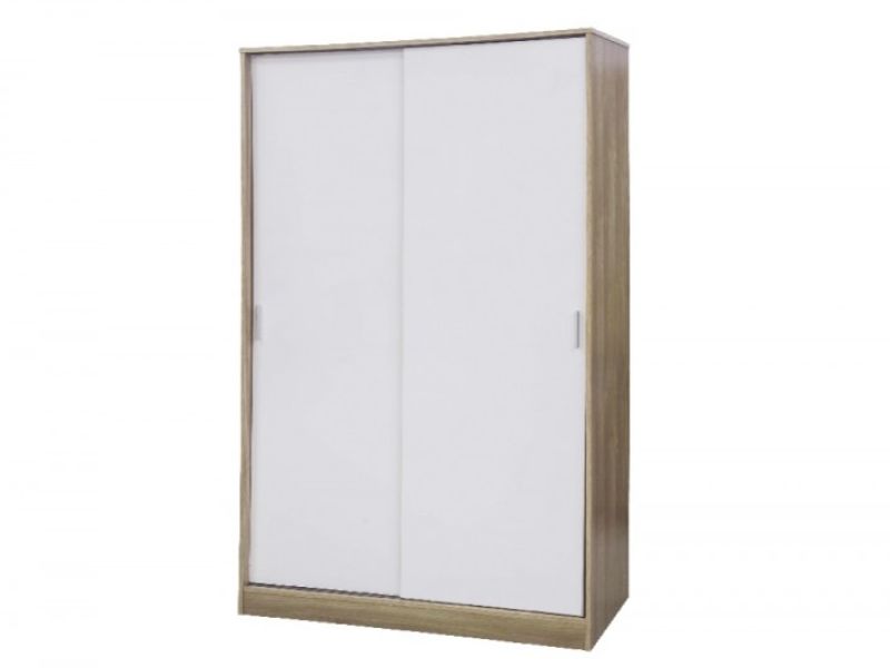 GFW Ottawa Sliding Door Wardrobe in Oak and White Gloss