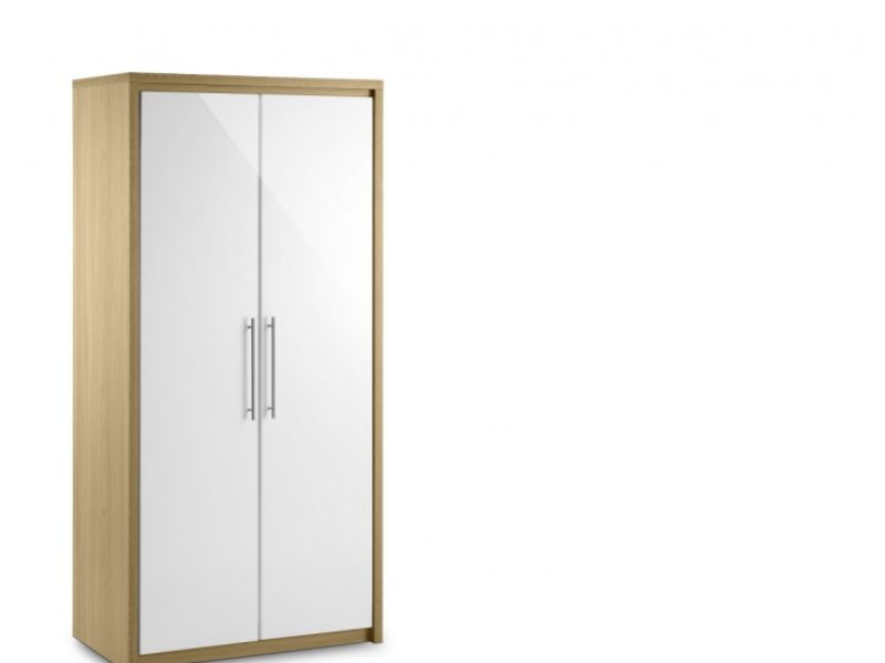 Julian Bowen Stockholm Oak and White 2 Door Wardrobe