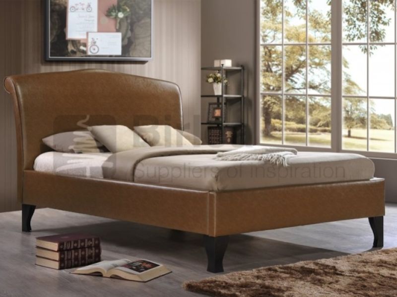 Birlea Andorra Tan 4ft6 Double Faux Leather Bed Frame