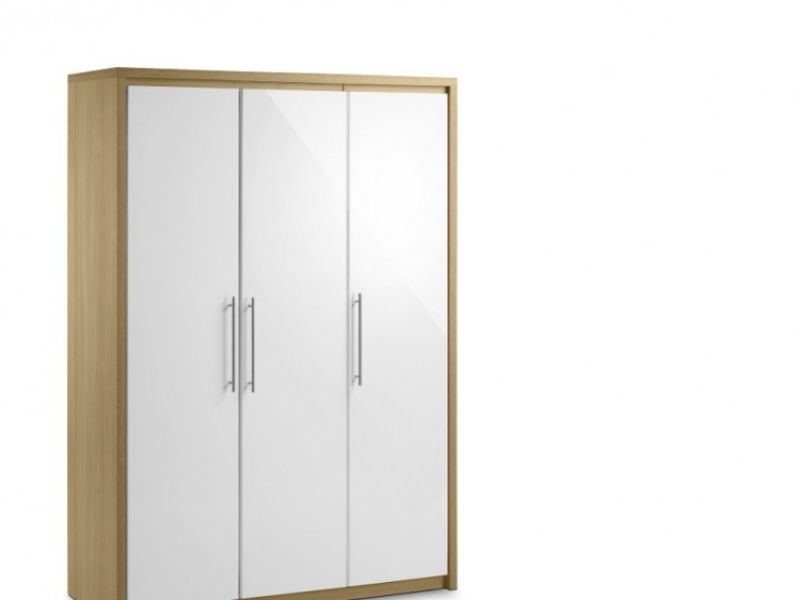 Julian Bowen Stockholm Oak and White 3 Door Wardrobe