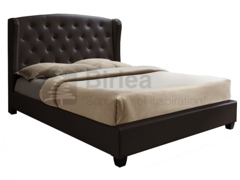 Birlea Prague 5ft Kingsize Brown Faux Leather Bed Frame