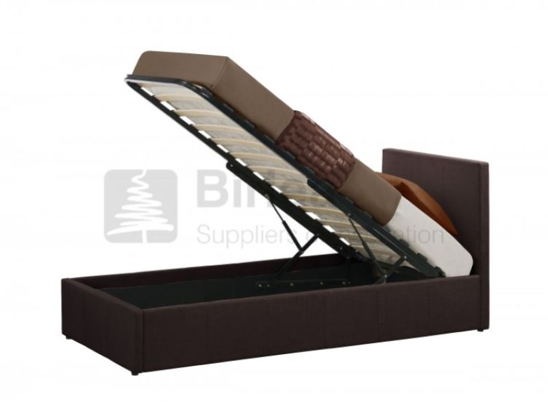 Birlea Berlin 3ft Single Chocolate Fabric Ottoman Bed