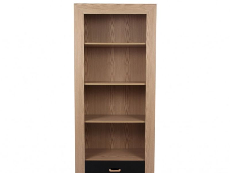 GFW Los Angeles Bookcase in Oak Effect and Black Gloss