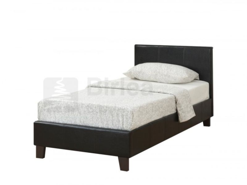 Birlea Berlin 3ft Single Black Faux Leather Bed Frame