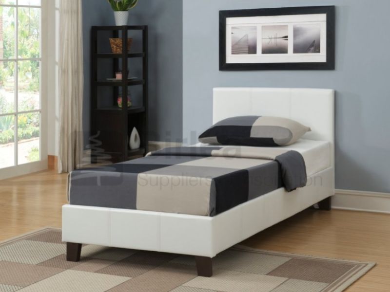 Birlea Berlin 3ft Single White Faux Leather Bed Frame