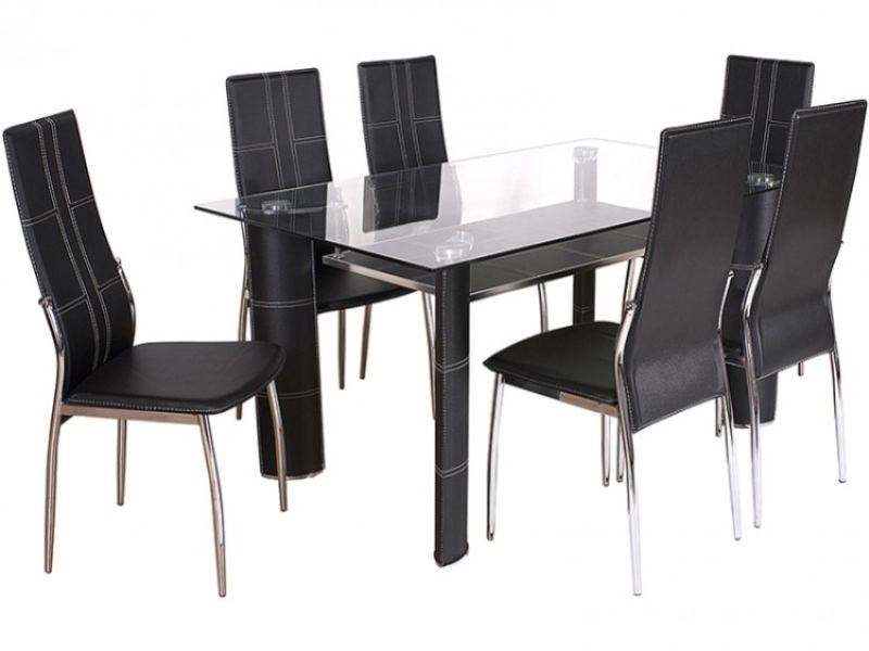 GFW Montana Dining Table Set with 6 Chairs in Black