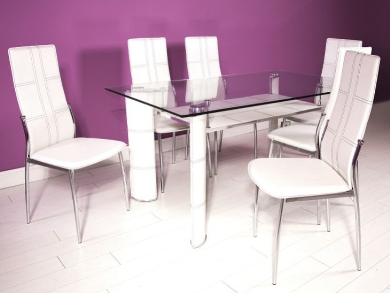 GFW Montana Dining Table Set with 6 Chairs in White